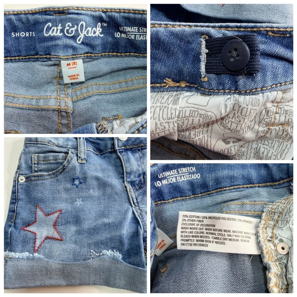 Girls Outfit 8 Justice‎ Swim Tankini Top Cat & Jack Denim Shorts Summer Bundle/4